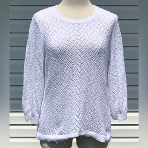 Talbots Size XL White Eyelet Sweater
